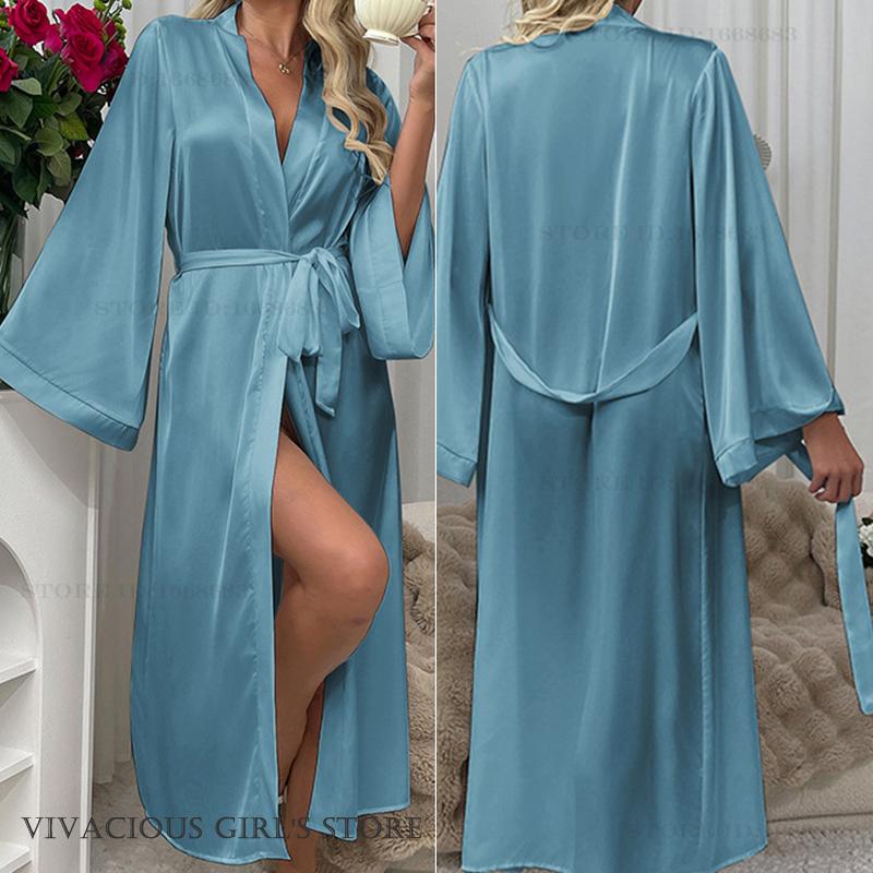 Summer House Clothing - Весенне-осенний женский длинный халат-кимоно, халат, сексуальная