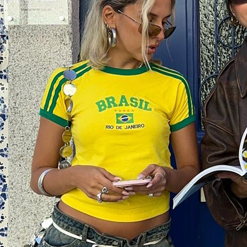 Бразилия, графический принт с  – обзор и цена Yellow Summer Clothing